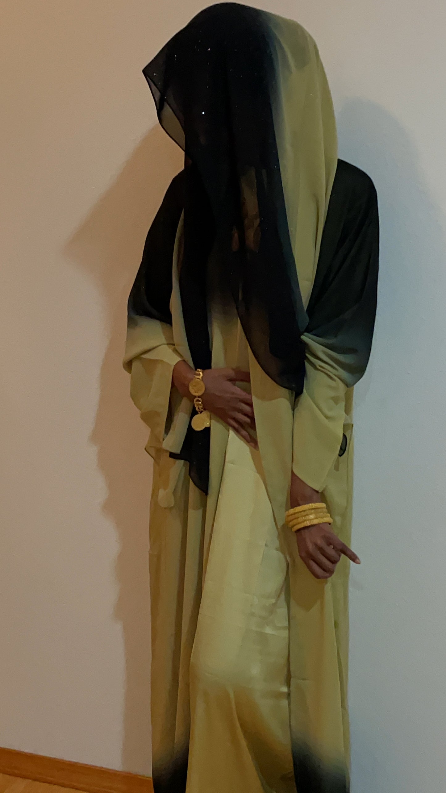 CHARTREUSE-OMBRE GLITTER ABAYA