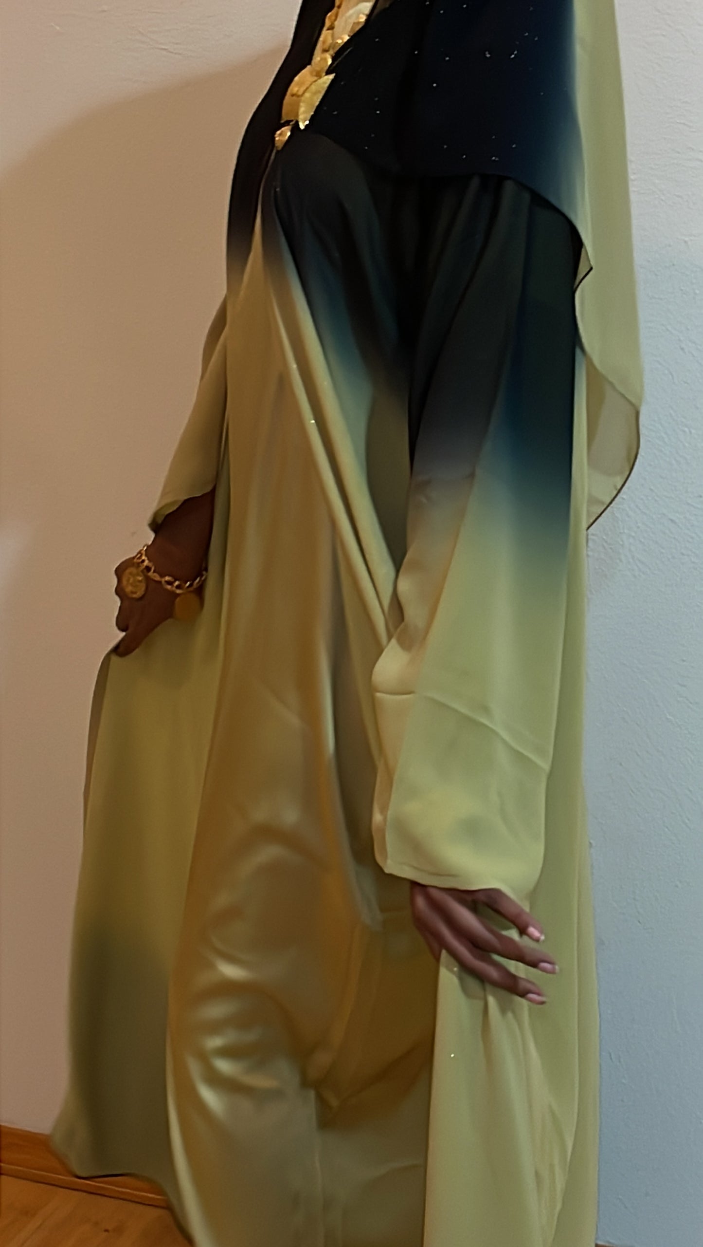 CHARTREUSE-OMBRE GLITTER ABAYA