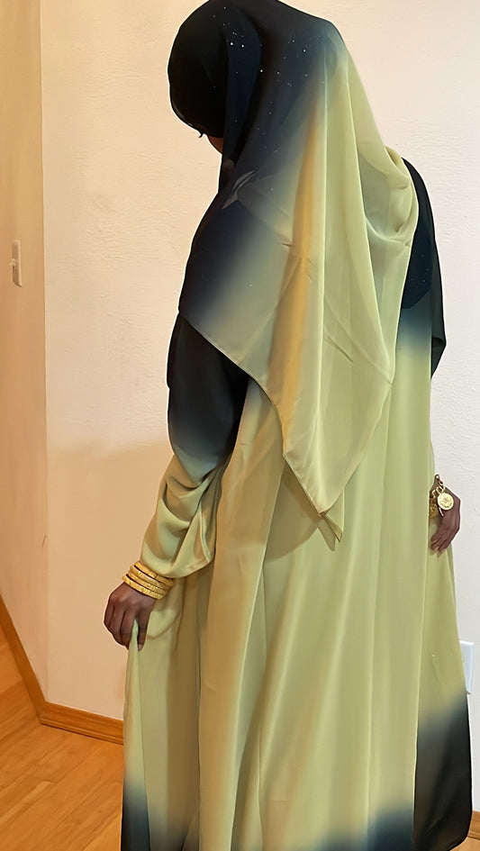 CHARTREUSE-OMBRE GLITTER ABAYA